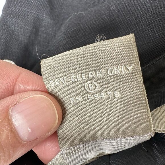 Vintage Kenar Maxi Dress Sz 10 Linen Blend Black Floral Embroidered Hem Fall - Picture 5 of 16